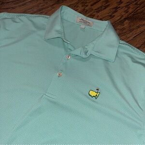 Masters By Peter Millar Green Striped Golf Polo Shirt Size L Mens